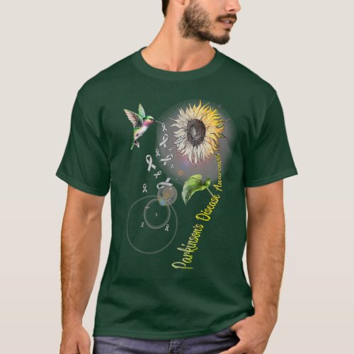 Parkinsons Disease Sunflower Hummingbird T_Shirt