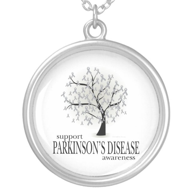 Parkinson's Disease Tree Silver Plated Necklace (Front)