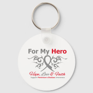 Parkinsons Disease Tribal Ribbon Hero Keychain