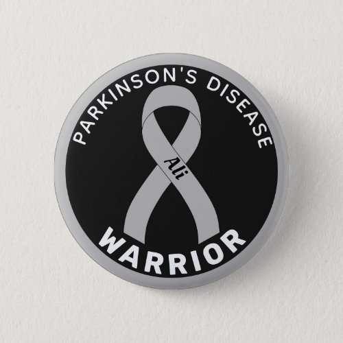 Parkinsons Disease Warrior Ribbon Black Button