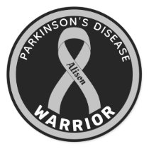 Parkinson's Disease Warrior Ribbon Black Classic Round Sticker