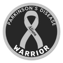 Parkinson's Disease Warrior Ribbon Black Classic Round Sticker