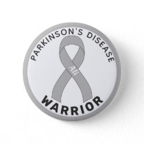 Parkinson's Disease Warrior Ribbon White Button