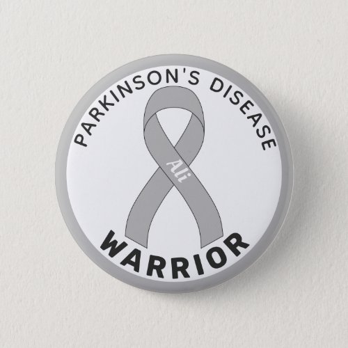 Parkinsons Disease Warrior Ribbon White Button