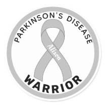 Parkinson's Disease Warrior Ribbon White Classic Round Sticker