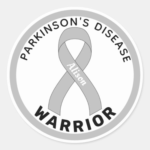 Parkinsons Disease Warrior Ribbon White Classic Round Sticker