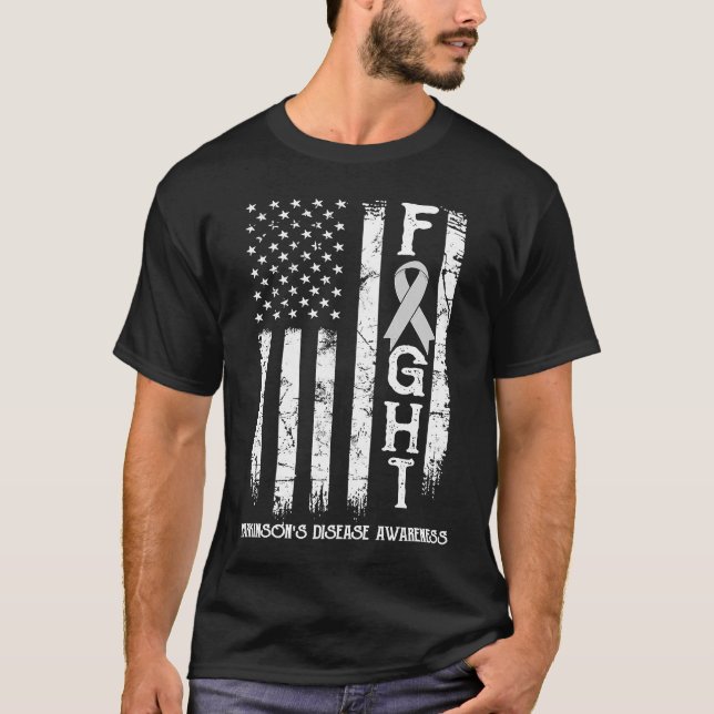 Parkinson's Disease Warrior US Flag T-Shirt (Front)