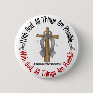 Parkinsons Disease WITH GOD CROSS Pinback Button