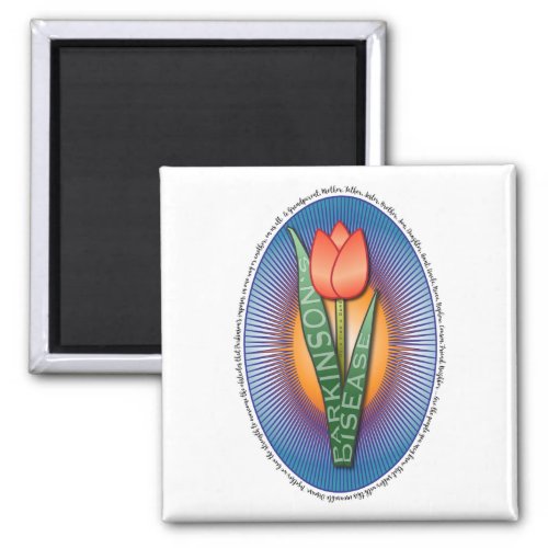 Parkinsons Help Find a Cure Tulip with Quote Magnet