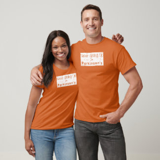 Parkinsons Never Giving Up in white distressed T-Shirt