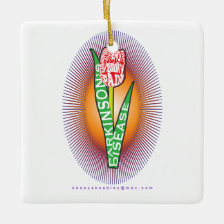 Parkinsons Symptom Red Tulip with burst Ceramic Ornament