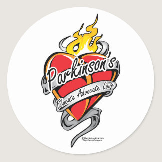 Parkinson's Tattoo Heart Classic Round Sticker