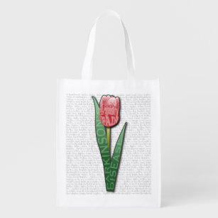 Parkinsons Worded Tulip, Affected & Strength Quote Grocery Bag