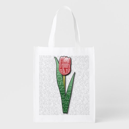 Parkinsons Worded Tulip Affected  Strength Quote Grocery Bag
