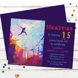 Parkour 15th Birthday Urban Freerunning Party Invitation