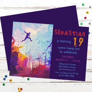 Parkour 19th Birthday Urban Freerunning Party Invitation