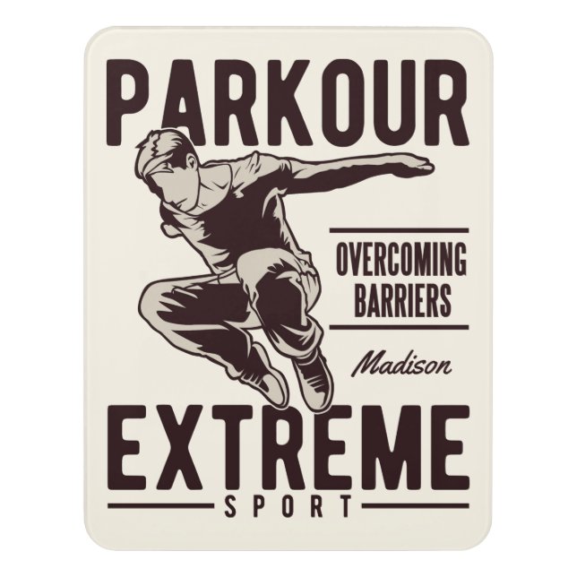 PARKOUR custom name Door Sign (Contemporary Vert)