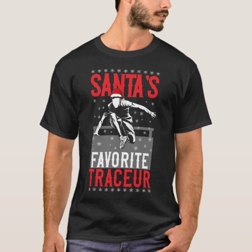 Parkour Free Running Santas Favorite Traceur T_Shirt