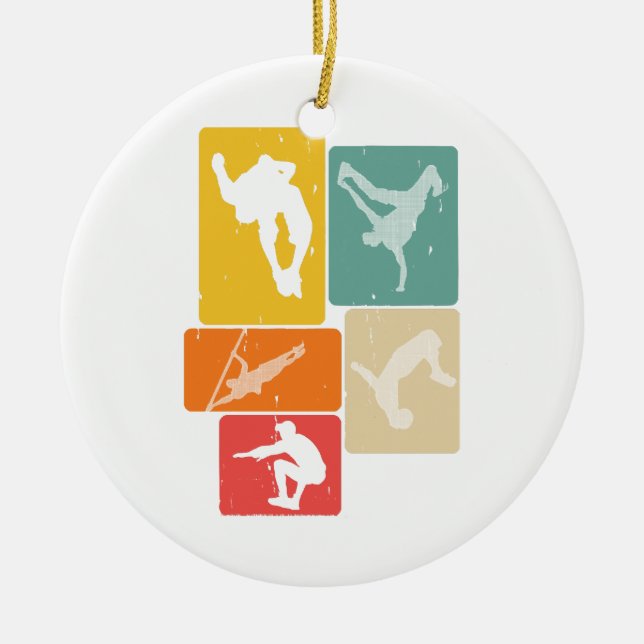 Parkour Freerunner Traceur Retro Freerunning Ceramic Ornament (Front)