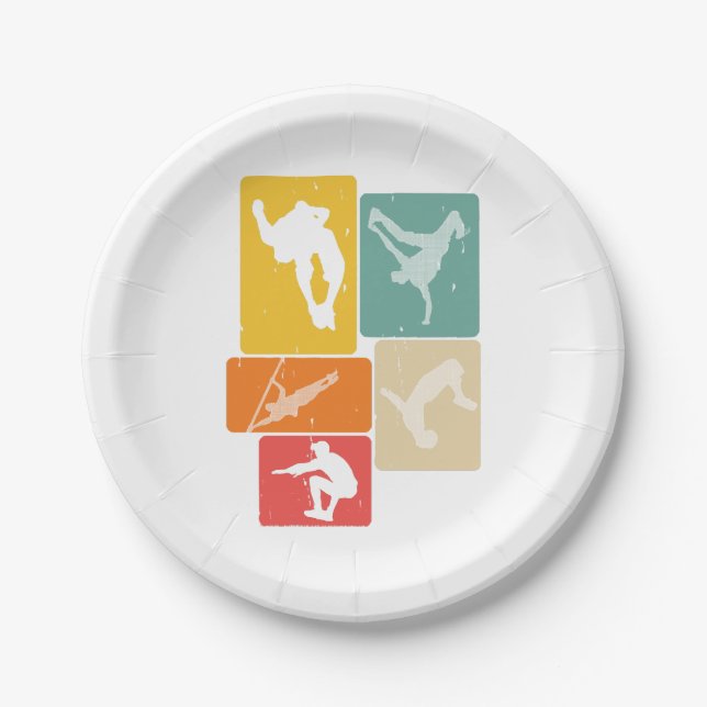 Parkour Freerunner Traceur Retro Freerunning Paper Plates (Front)