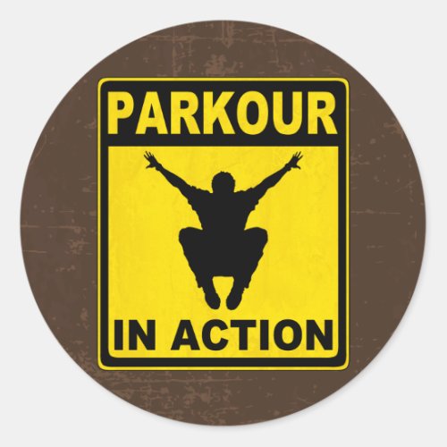 Parkour In Action Signboard Classic Round Sticker