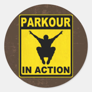 Parkour In Action Signboard Classic Round Sticker