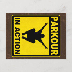 Parkour In Action Signboard Postcard