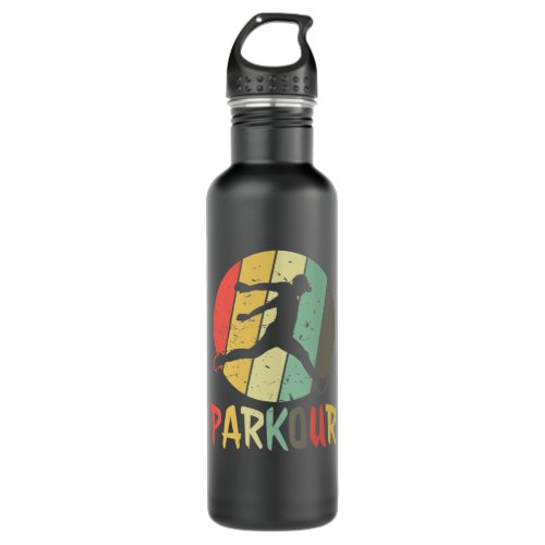 Parkour logo retro colors stainless steel water bottle