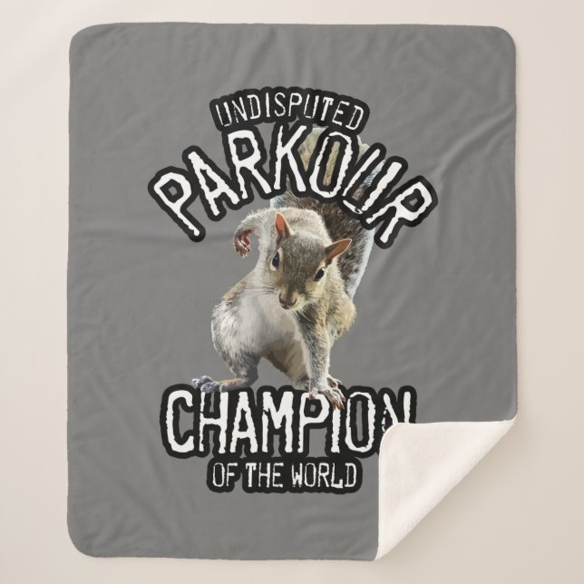 Parkour Squirrel - funny freerunning Sherpa Blanket (Front)