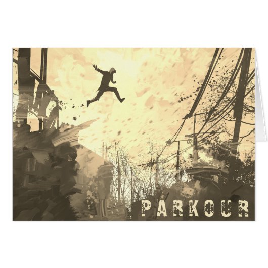 Parkour Urban Free Running Free Styling Art Sepia (Front Horizontal)
