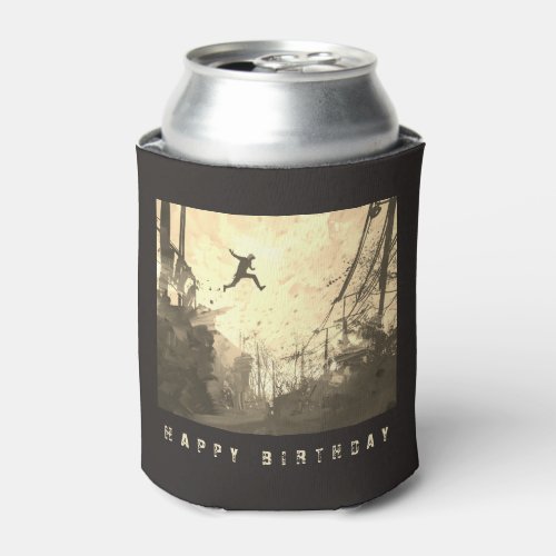 Parkour Urban Free Running Free Styling Art Sepia Can Cooler