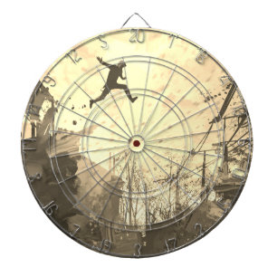 Parkour Urban Free Running Free Styling Art Sepia Dart Board