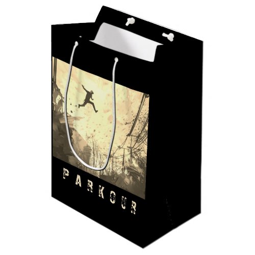 Parkour Urban Free Running Free Styling Art Sepia Medium Gift Bag