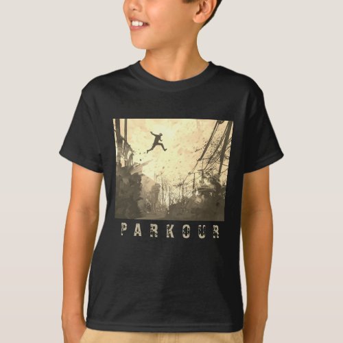 Parkour Urban Free Running Free Styling Art Sepia T_Shirt