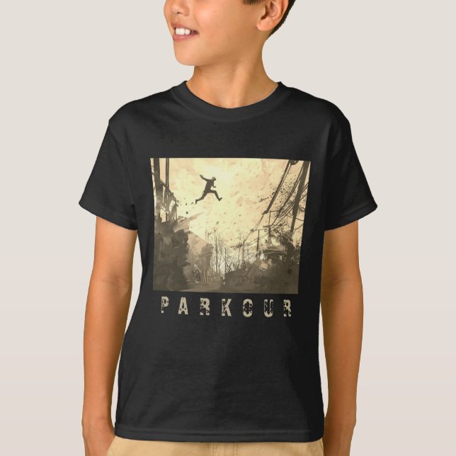 Parkour Urban Free Running Free Styling Art Sepia T-Shirt (Front)