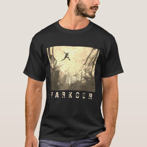 Parkour Urban Free Running Free Styling Art Sepia T_Shirt
