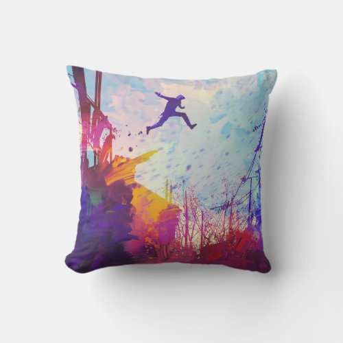 Parkour Urban Free Running Free_styling Modern Art Throw Pillow