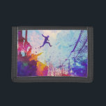 Parkour Urban Free Running Free-styling Modern Art Tri-fold Wallet<br><div class="desc">A colourful artist's impression of parkour being practiced in an urban back street.</div>