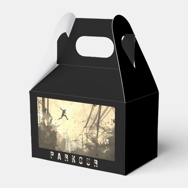 Parkour Urban Free Running Freestyling Art Sepia Favor Boxes (Front Side)