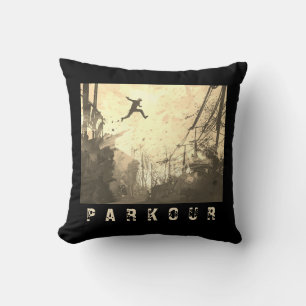 Parkour Urban Free Running Freestyling Art Sepia Throw Pillow