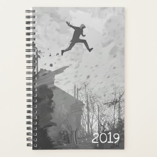 Parkour Urban Free Running Freestyling Black White Planner