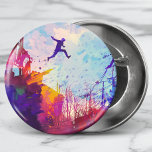 Parkour Urban Free Running Freestyling Modern Art Button<br><div class="desc">A colourful artist's impression of parkour being practiced in an urban back street.</div>