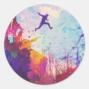 Parkour Urban Free Running Freestyling Modern Art Classic Round Sticker