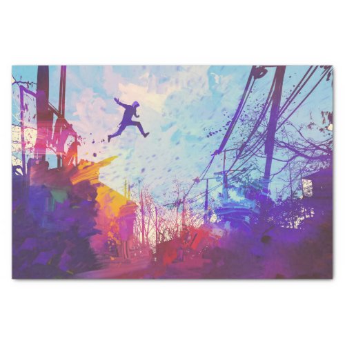 Parkour Urban Free Running Freestyling Modern Art Tissue Paper