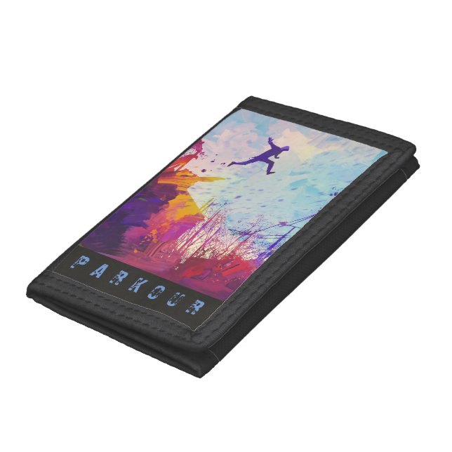 Parkour Urban Free Running Freestyling Modern Art Trifold Wallet (Bottom)
