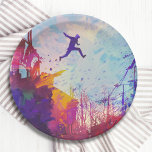 Parkour Urban Free Running Freestyling Paper Plates<br><div class="desc">A colourful artist's impression of parkour being practiced in an urban back street.</div>