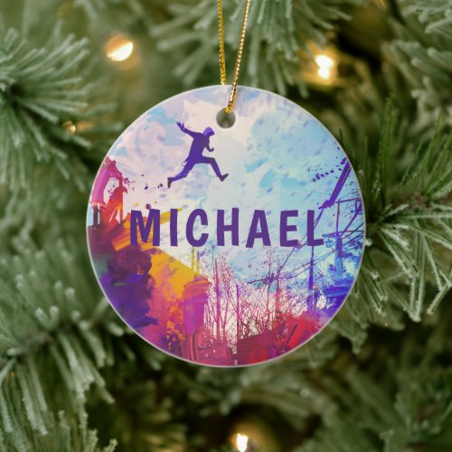 Parkour Urban Free Running Personalized Name Ceramic Ornament