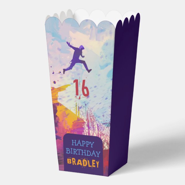 Parkour Urban Free Running Teen 16th Birthday Favor Boxes (Front)