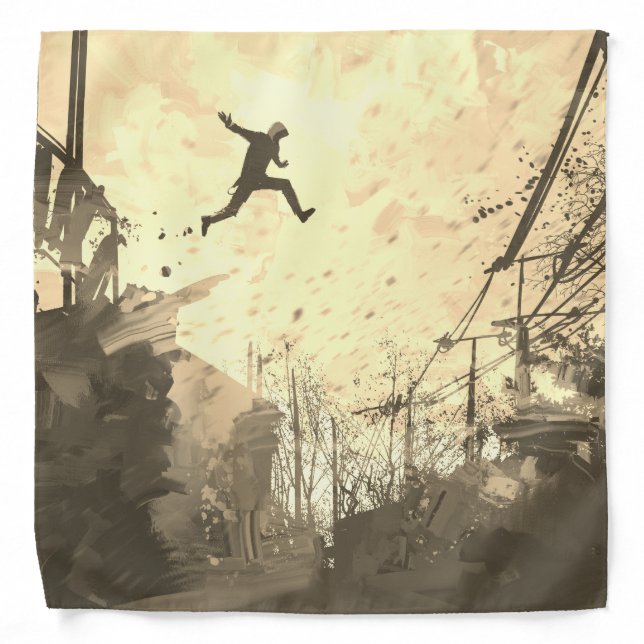 Parkour Urban Obstacle Course Modern Sepia Bandana (Front)