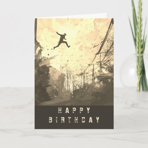 Parkour Urban Obstacle Course Modern Sepia Card